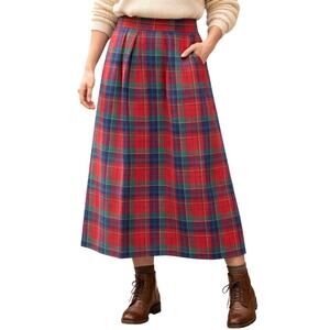 Vintage 70s Pendleton Women's Medium Plaid Wool Midi Skirt USA A-Line Pleated